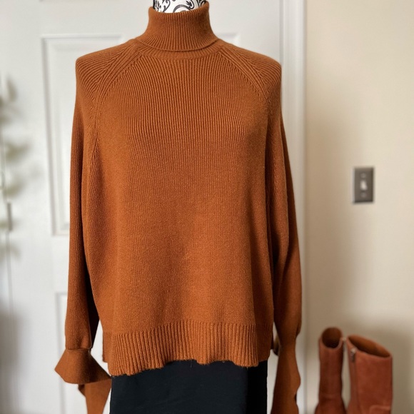 Zara Turtleneck Rib Pullover Women’s Sweater SZ L - Picture 1 of 7